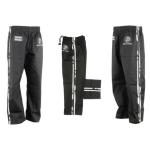 Krav Maga Combat Trousers – Black W/ 2 Camo Stripes Cotton