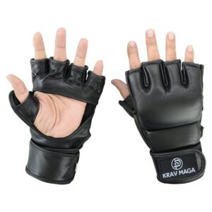 Krav Maga Leather Black Grappling & Striking Gloves – NEW